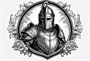 knight with heavy armor with RAYMOND on shield tattoo idea