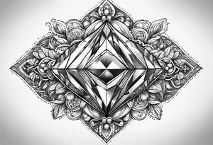 Chunky diamond with lace and gemstones full sleeve tattoo idea