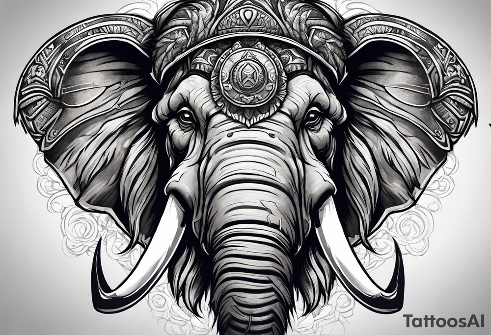 berserking strong mammoth head centerpiece tattoo idea