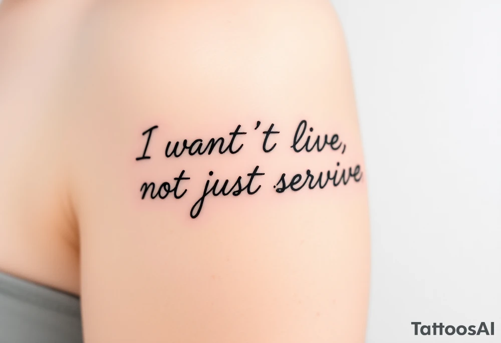 I wan't to live, not just survive in cursive tattoo idea