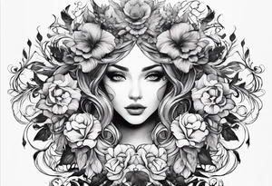 Feminine vine wrapping around arm in sleeve style with mystical creatures in between tattoo idea
