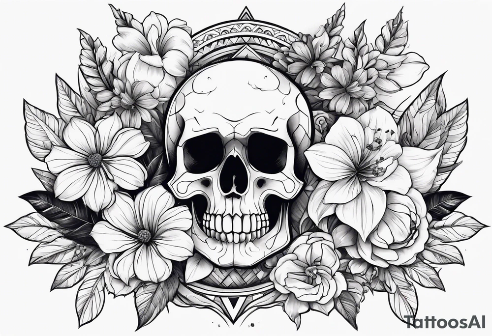Flowers with skull l tattoo idea