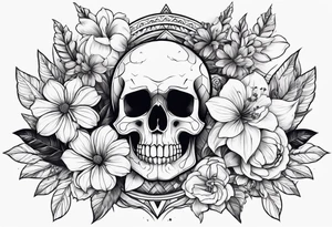Flowers with skull l tattoo idea