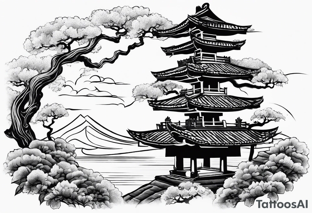 samurai and bonsai tree tattoo idea