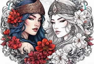 warrior, snow, flower tattoo idea