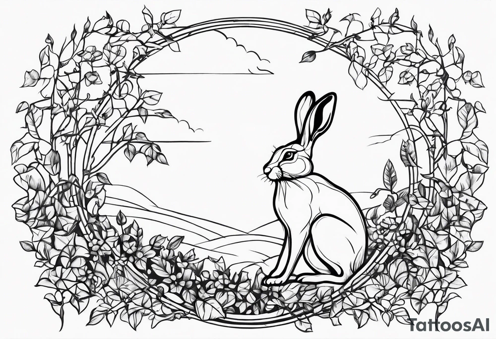 hare, ivy, panorama tattoo idea