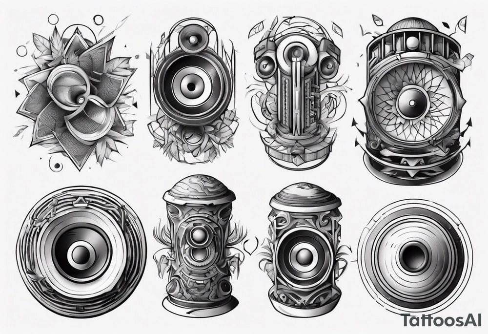 round speaker izometric view tattoo idea