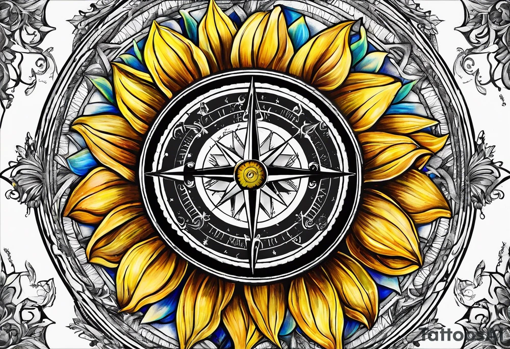 Sunflower compass, "To Thine Own Self Be True" tattoo idea