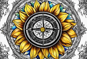 Sunflower compass, "To Thine Own Self Be True" tattoo idea