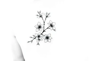 Feminine cherry blossoms thigh tattoo idea
