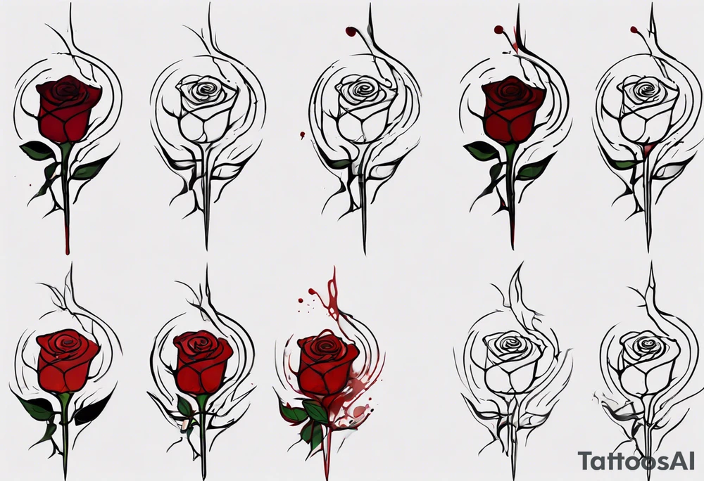 bleeding rose, tall, simple, one line tattoo idea