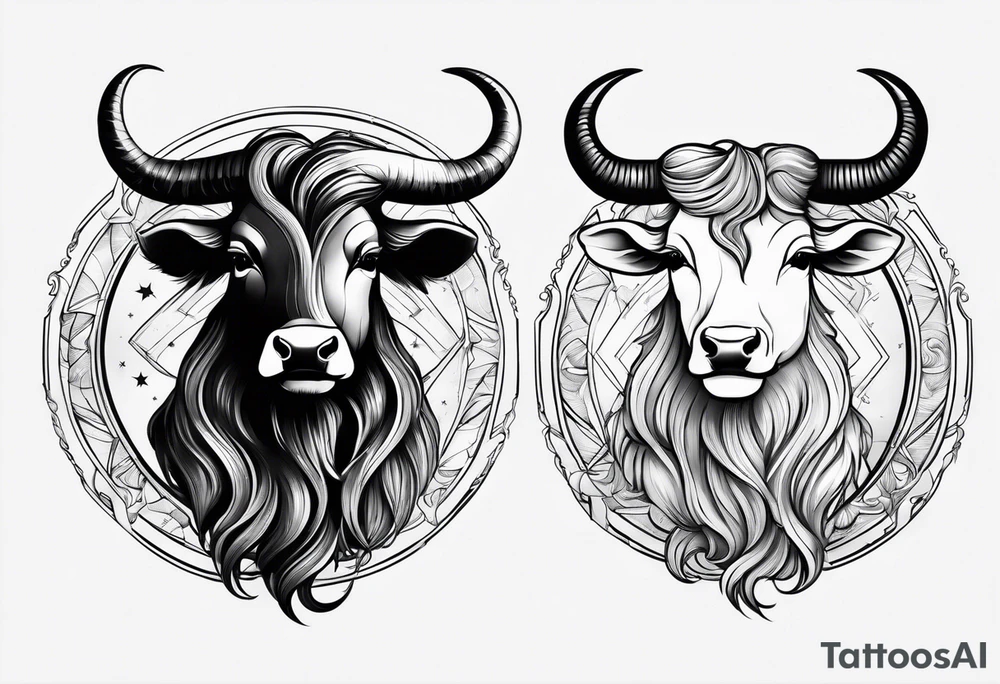 Gemini taurus zodiac signs combined tattoo idea