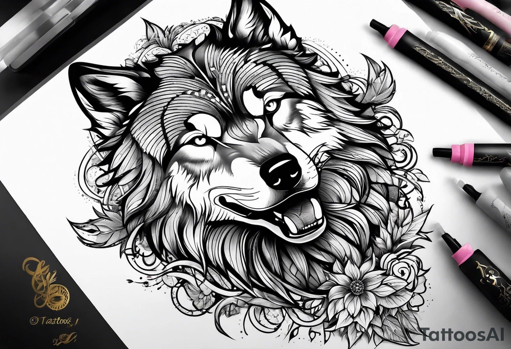 Magic wolf tattoo. tattoo idea