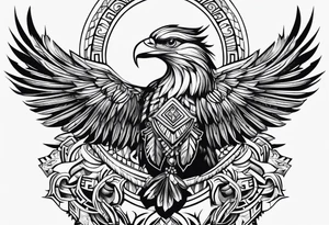 Native American, Irish, German, crest style, powerful, shoulder tattoo idea