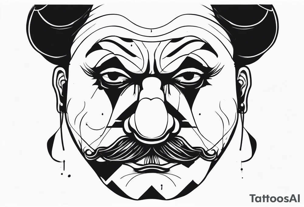 Sad clown with patchy beard tattoo idea