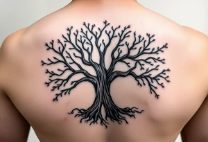 tree of life with circle. names Jai , Phoebe, Imogen, Matilda in the circle tattoo idea