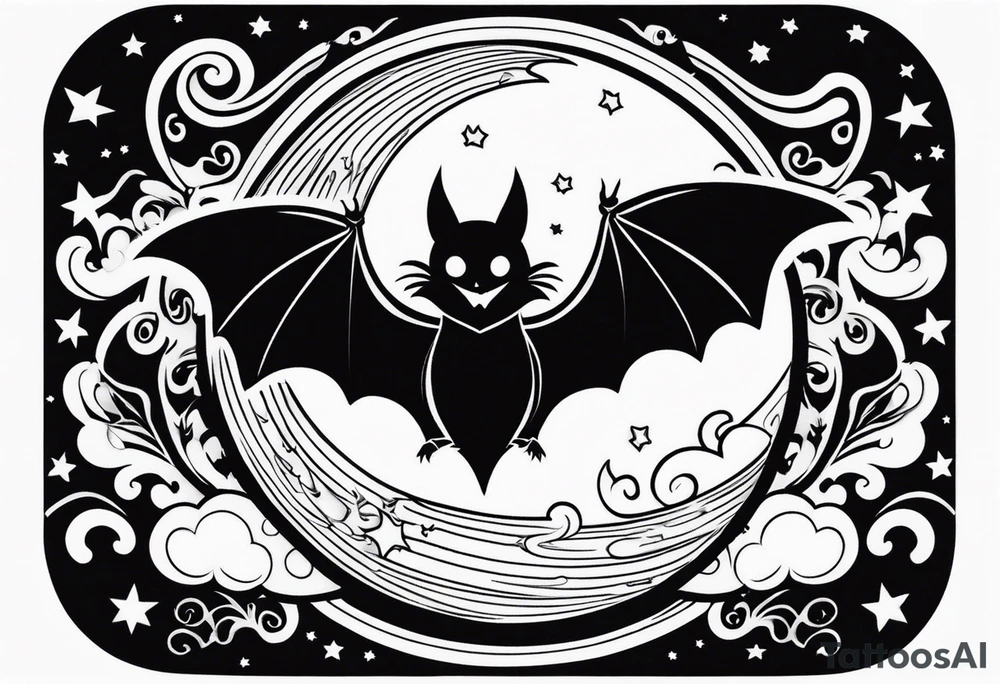 Moon and bats tattoo tattoo idea