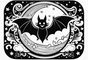 Moon and bats tattoo tattoo idea