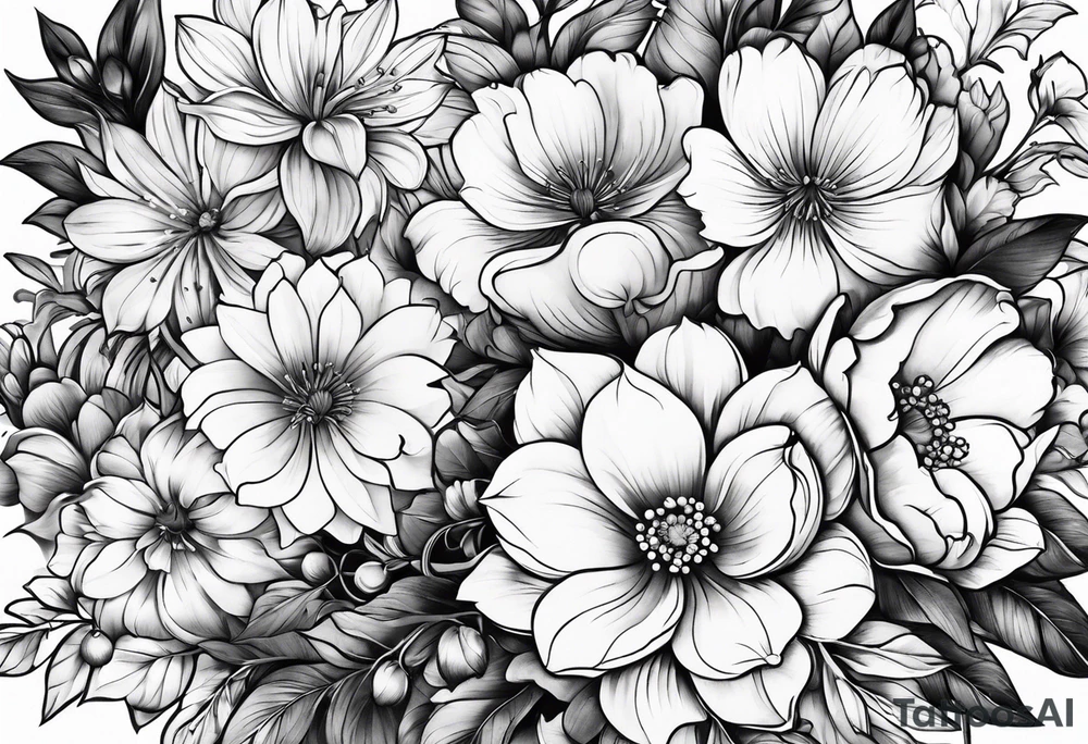 May and October flowers tattoo idea
