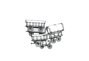 Wagons are stacked in the shape of a heart tattoo idea