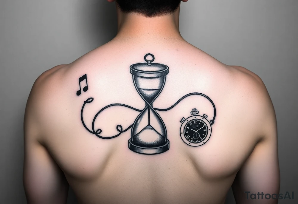 mother/son: music, hourglass, pocket watch, puzzle pieces, strength, forgiveness, love, infinity tattoo idea