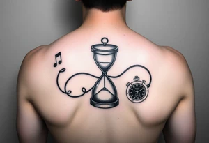 mother/son: music, hourglass, pocket watch, puzzle pieces, strength, forgiveness, love, infinity tattoo idea