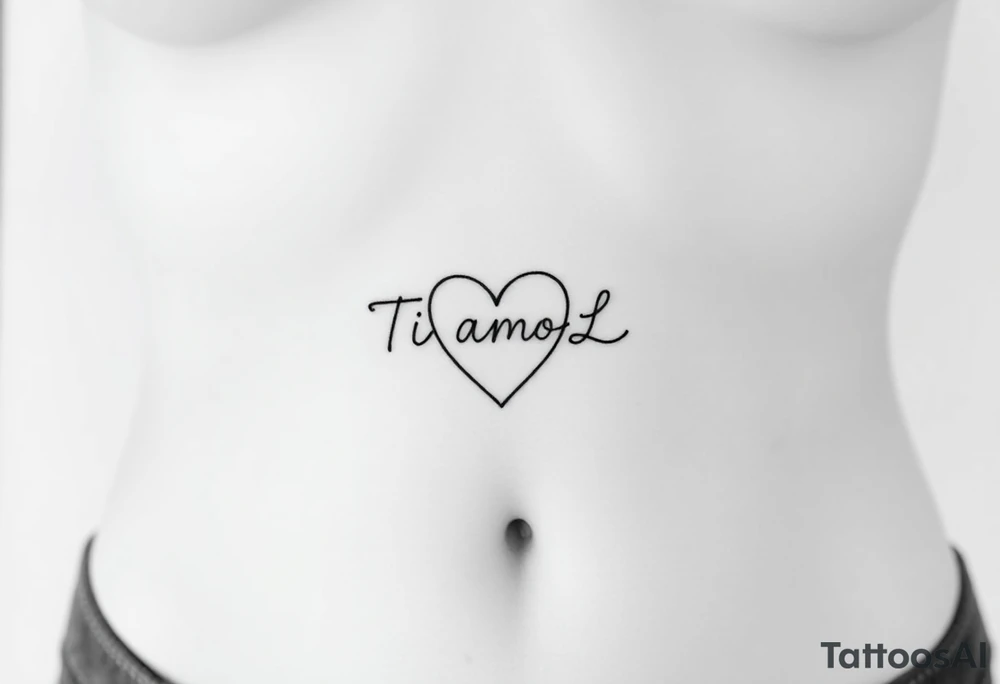 I want (Ti Amo L)in a small heart shape to fit on my ribs feminine tattoo idea