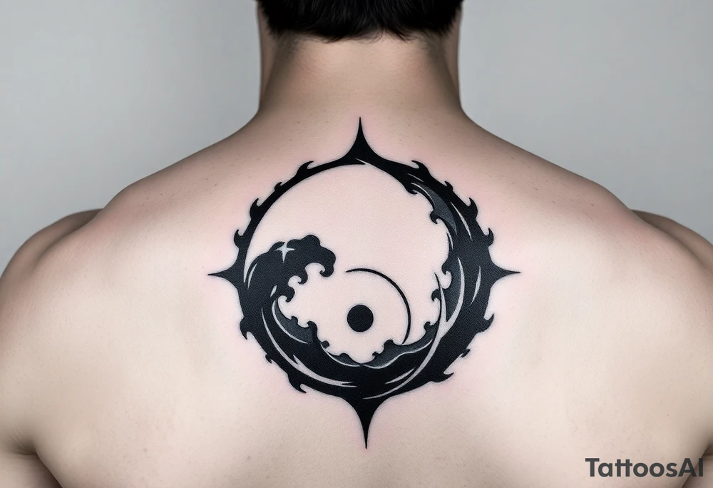 calm in the storm, equanimity, meditative silhouette, yin yang tattoo idea