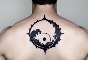 calm in the storm, equanimity, meditative silhouette, yin yang tattoo idea