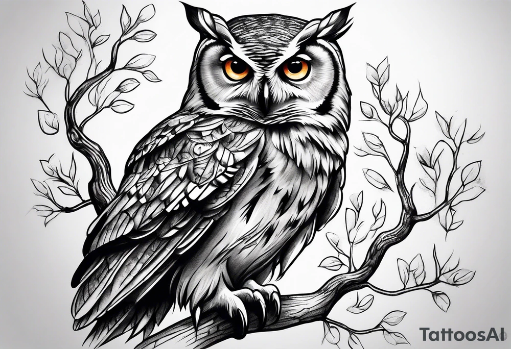 owl tree tattoo idea