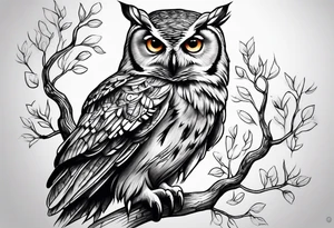 owl tree tattoo idea