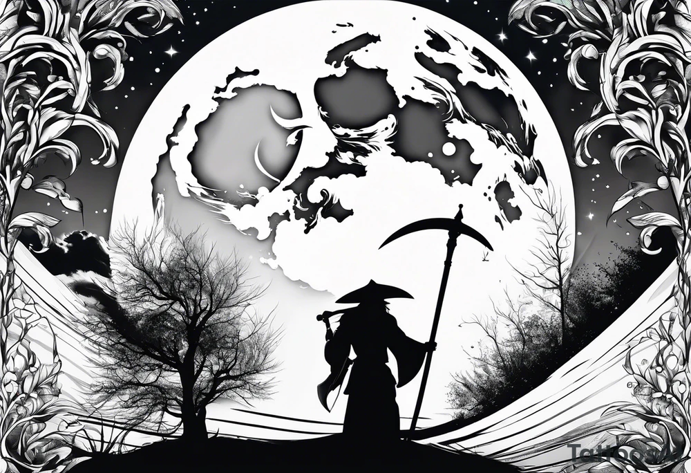 Scythe moon tattoo idea