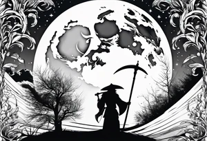 Scythe moon tattoo idea