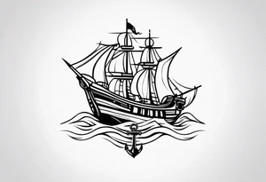 pirate ship anchor tattoo idea