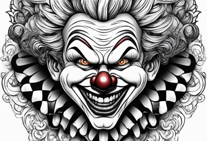 scary cartoon clown tattoo idea