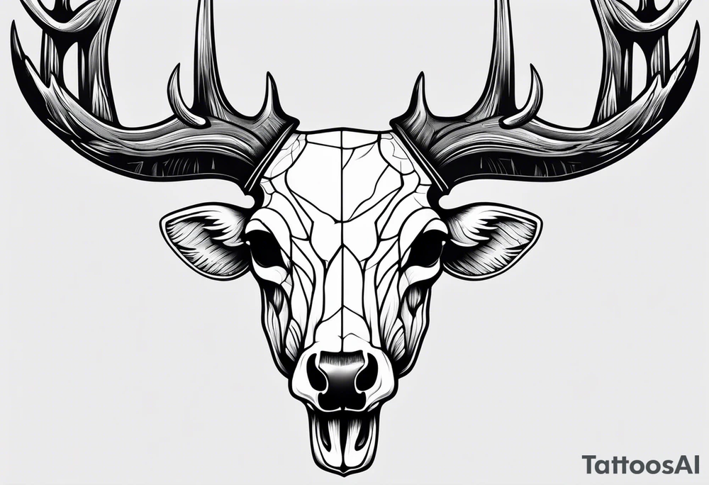 Dead deer skull tattoo idea