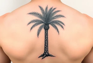 palm tree, where the palms and tree trunk are a timeline tattoo idea