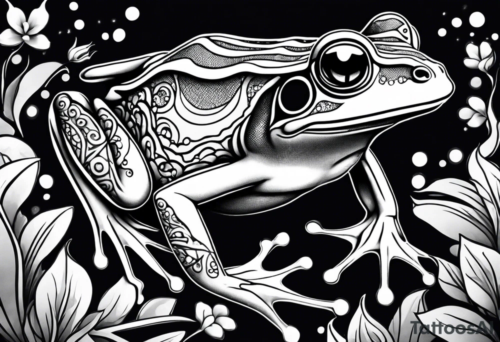 a psychedelic frog tattoo idea