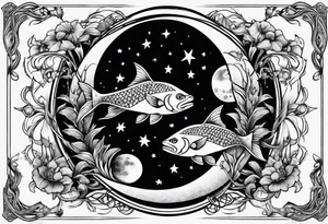 Pisces circling in a full moon tattoo idea