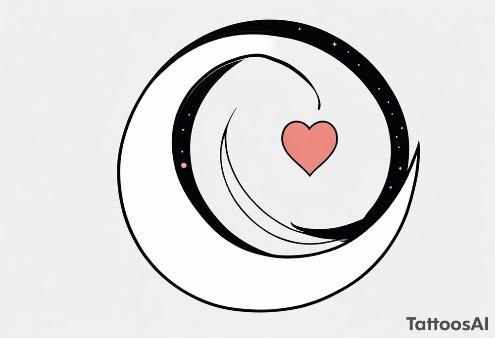 Crescent moon with a love heart inside tattoo idea