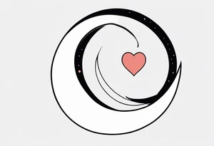 Crescent moon with a love heart inside tattoo idea