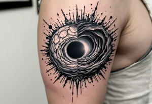 2 opposite worlds on different sides of a black hole. tattoo idea