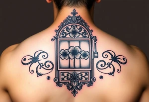 Ornate slot machine with three four leaf clovers tattoo idea