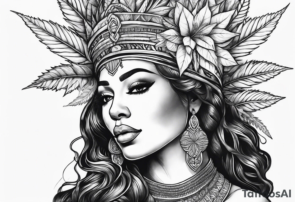 Black Goddess of marijuana tattoo idea