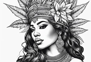 Black Goddess of marijuana tattoo idea