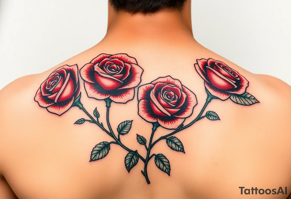 4 Rose tattoo in color tattoo idea