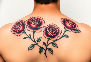 4 Rose tattoo in color tattoo idea