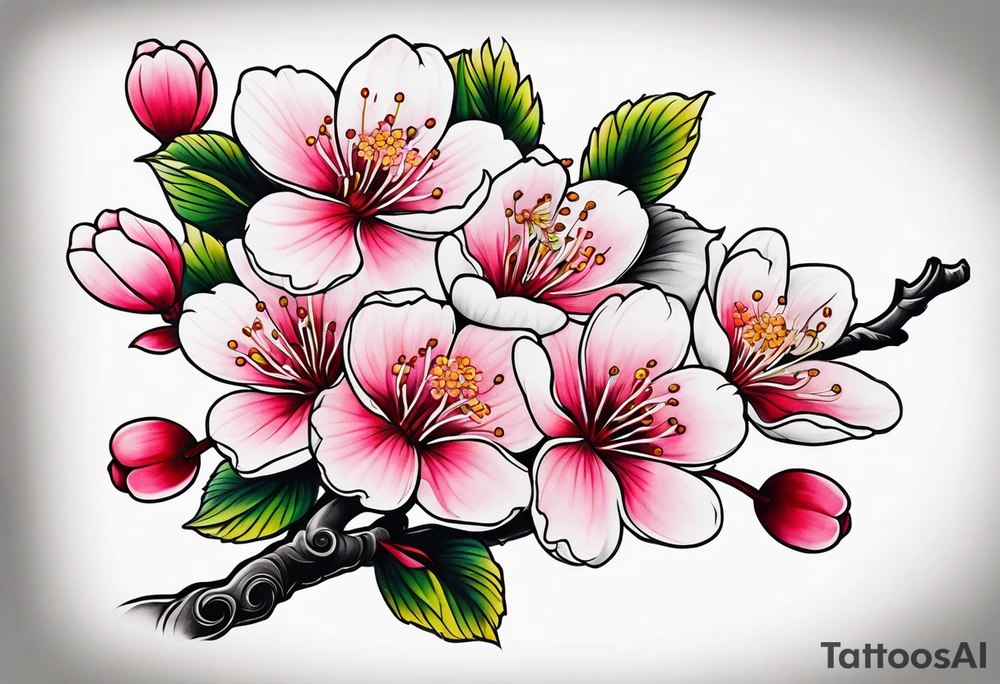 Shoulder cherry blossom tattoo idea