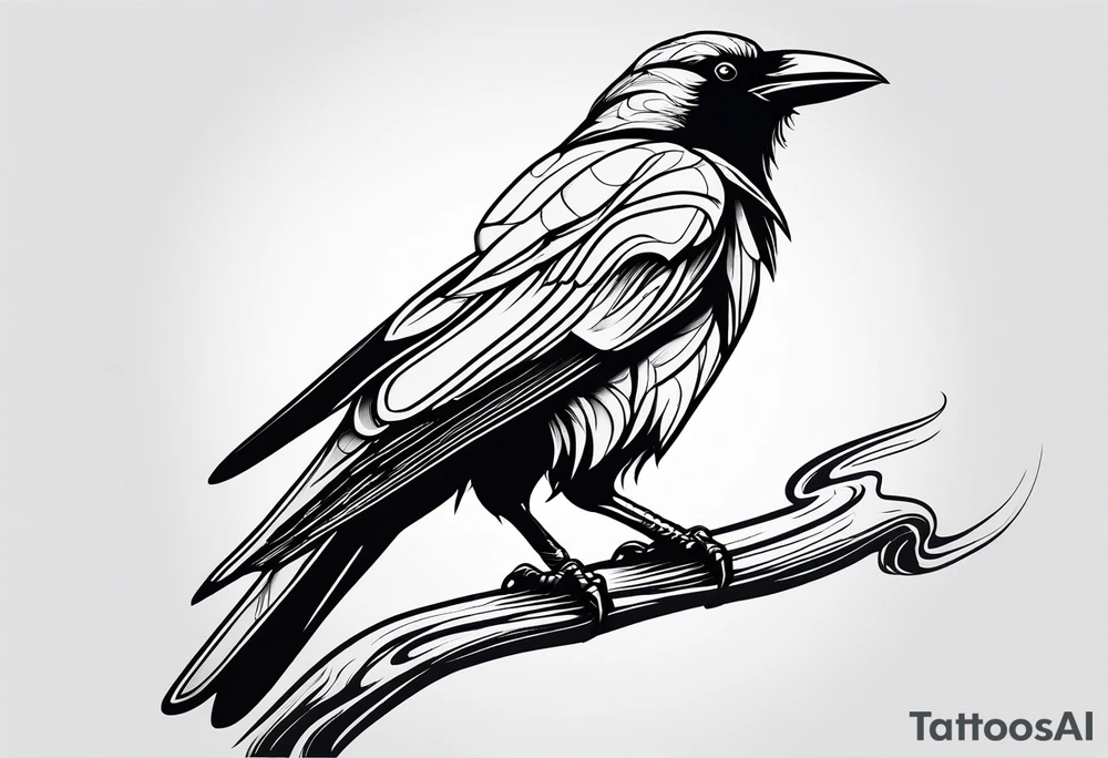 simple crow tattoo line artwork tattoo idea