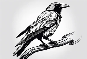 simple crow tattoo line artwork tattoo idea